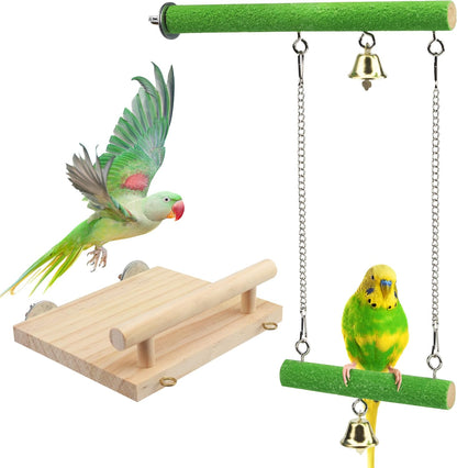 Bird Perches for Cage Wood Parrot Perch Stand Swing