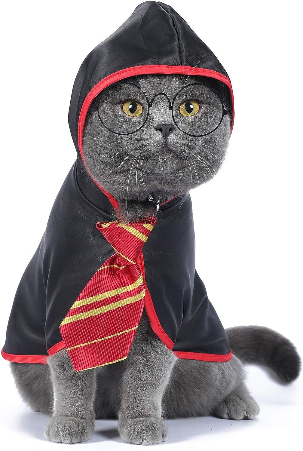 Cat Halloween Costume Anime Pet Clothes for Small Dog Kitten Costume Wizard Accessories Outfits (S) Red