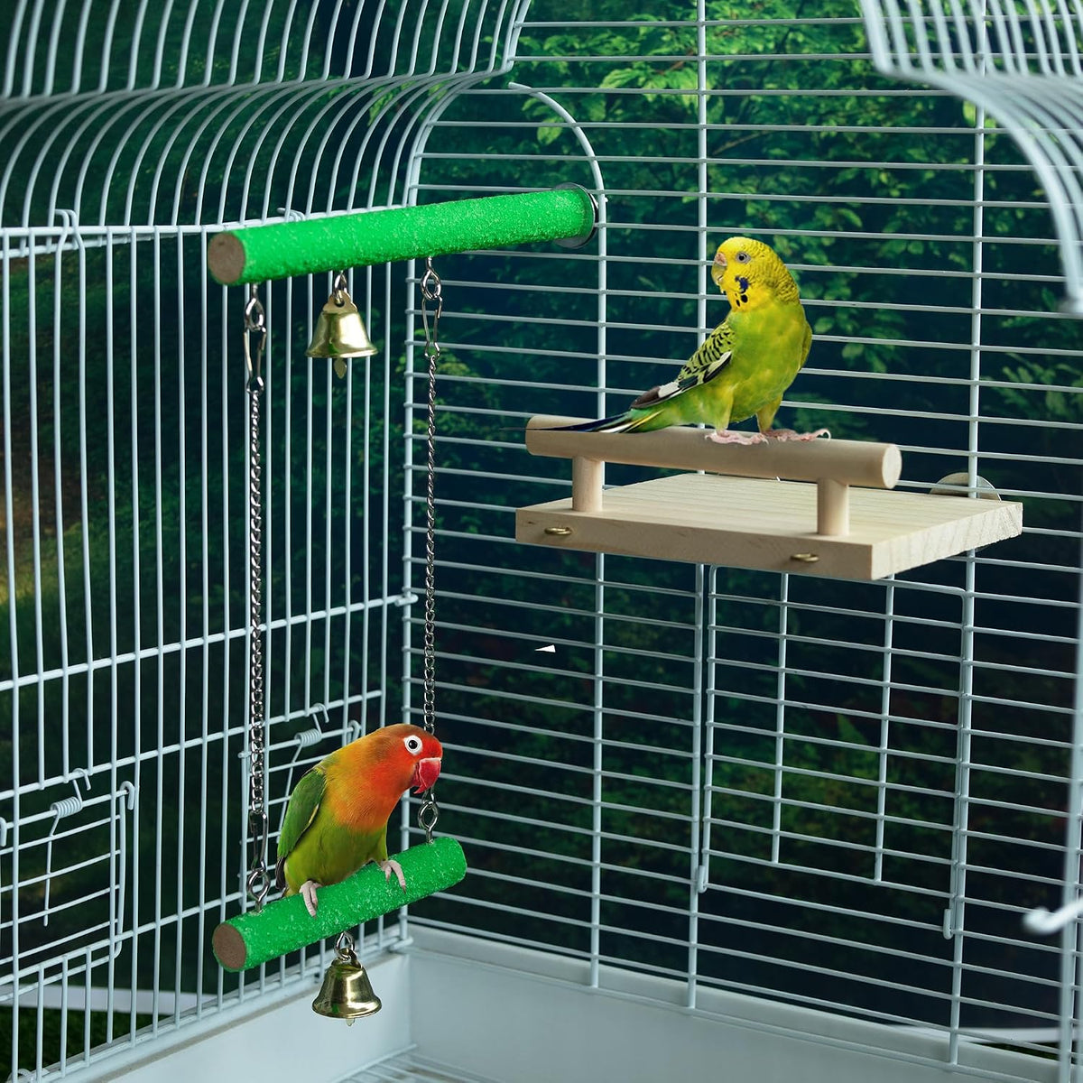 Bird Perches for Cage Wood Parrot Perch Stand Swing