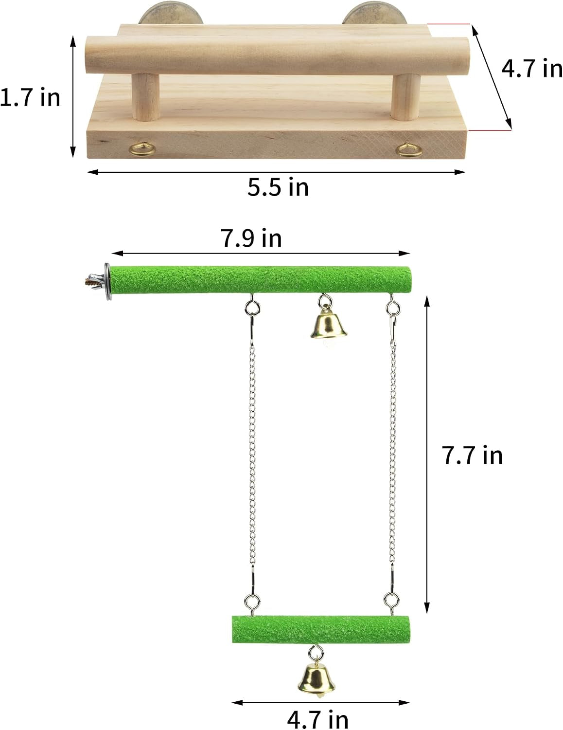 Bird Perches for Cage Wood Parrot Perch Stand Swing