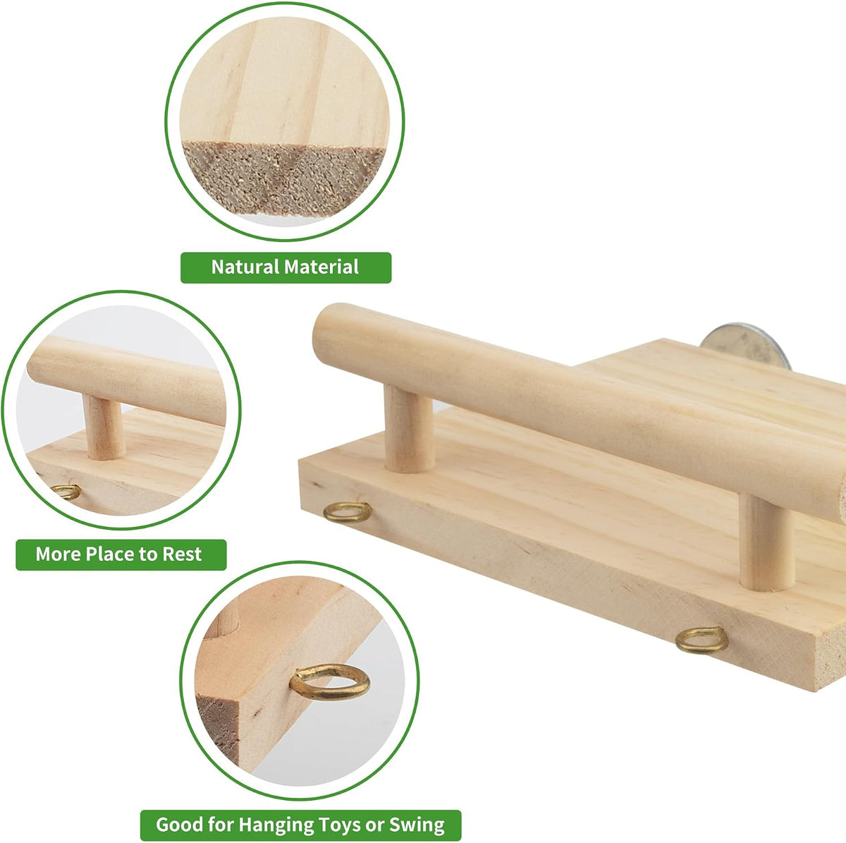 Bird Perches for Cage Wood Parrot Perch Stand Swing