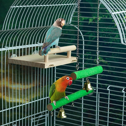 Bird Perches for Cage Wood Parrot Perch Stand Swing