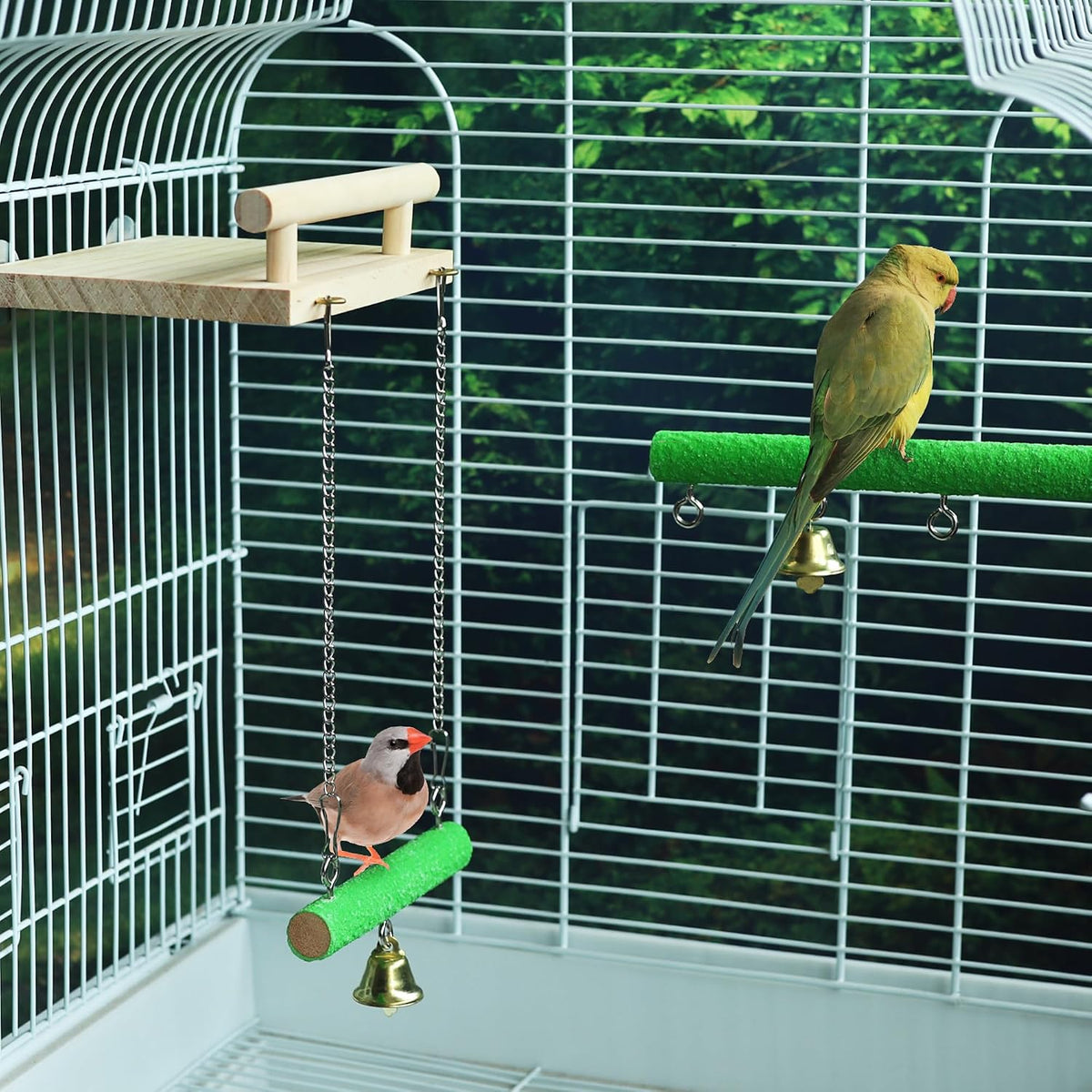 Bird Perches for Cage Wood Parrot Perch Stand Swing
