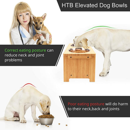 Elevated Dog Bowls,Raised Dog Bowl Stand with 2 Stainless Steel Bowls,Elevated Raised Dog Bowls for Large Medium Small Sized Dogs